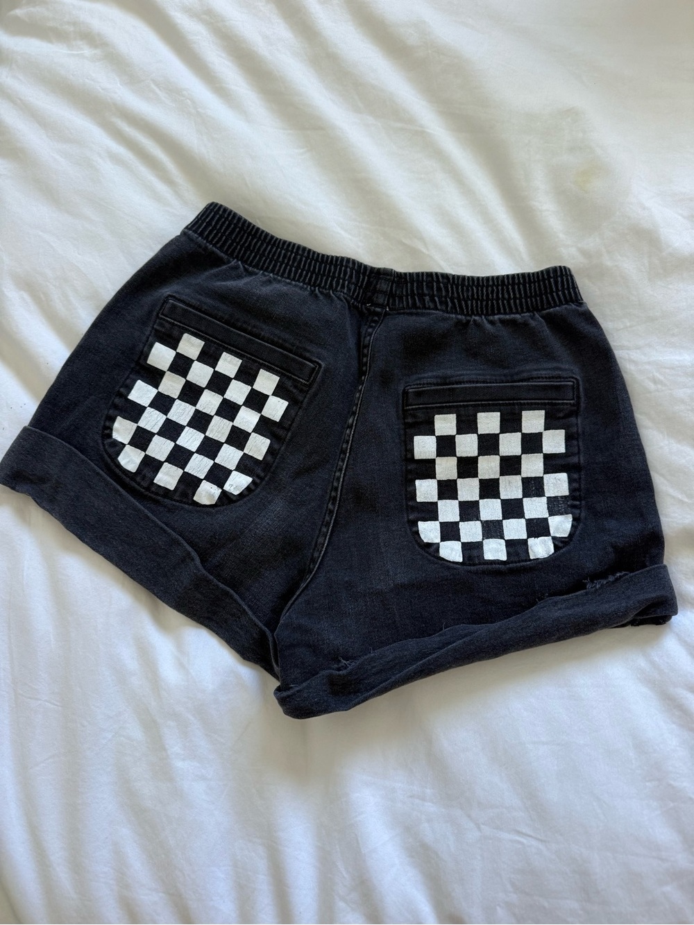 Aviator Nation Checkerboard denim shorts